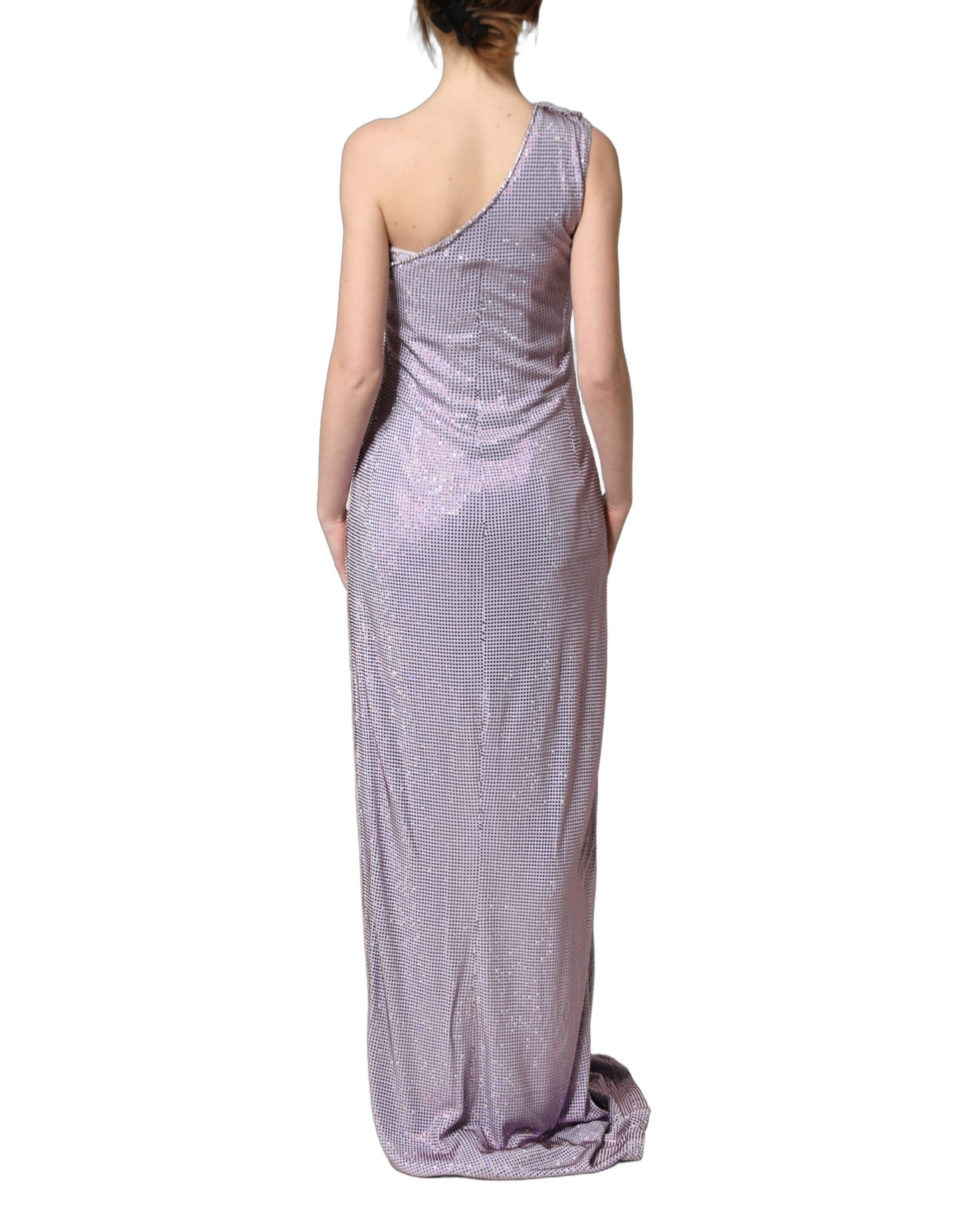 Purple Crystal OneShoulder EveningGown Dress