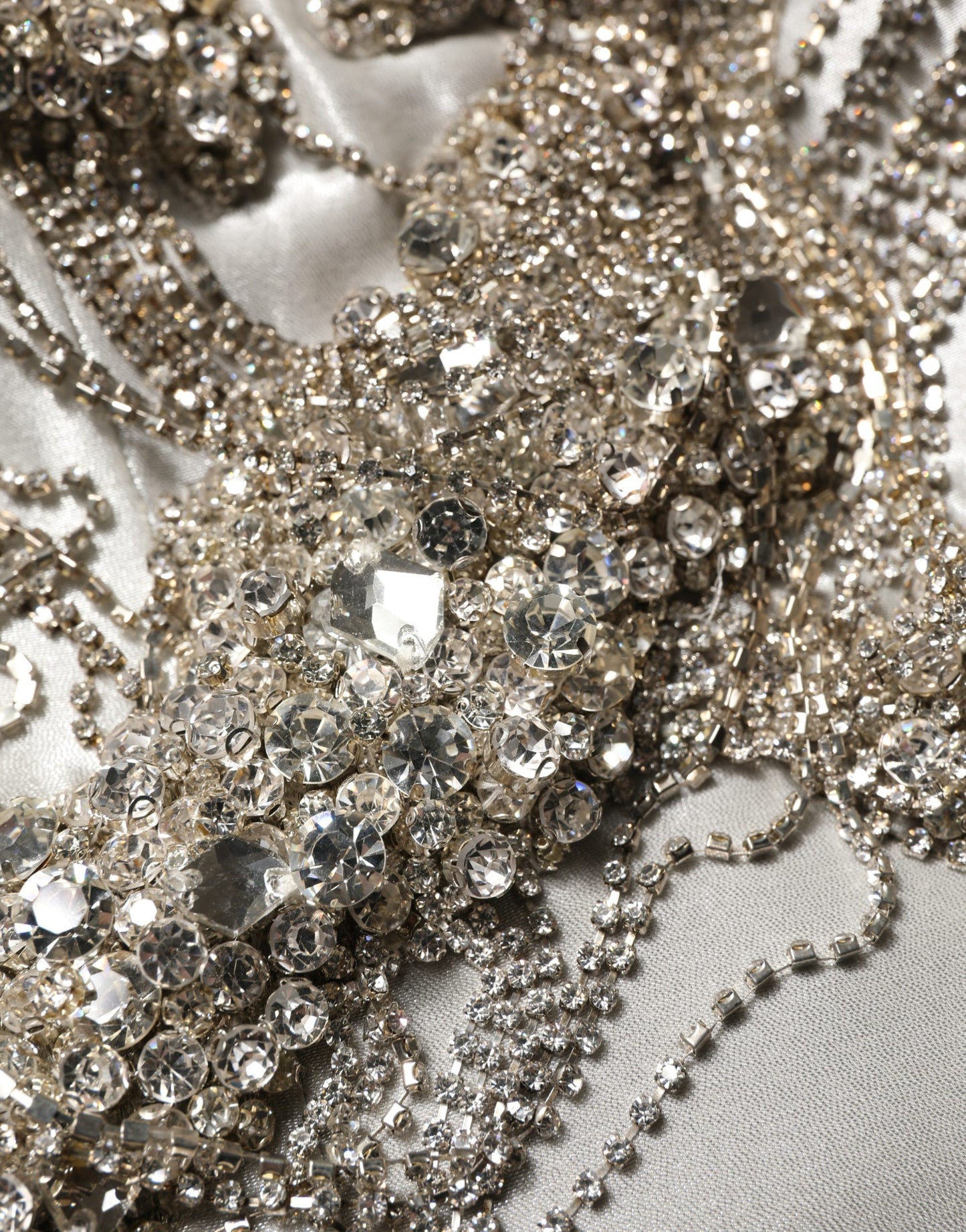 Silver Crystal Embellished EveningGown Dress