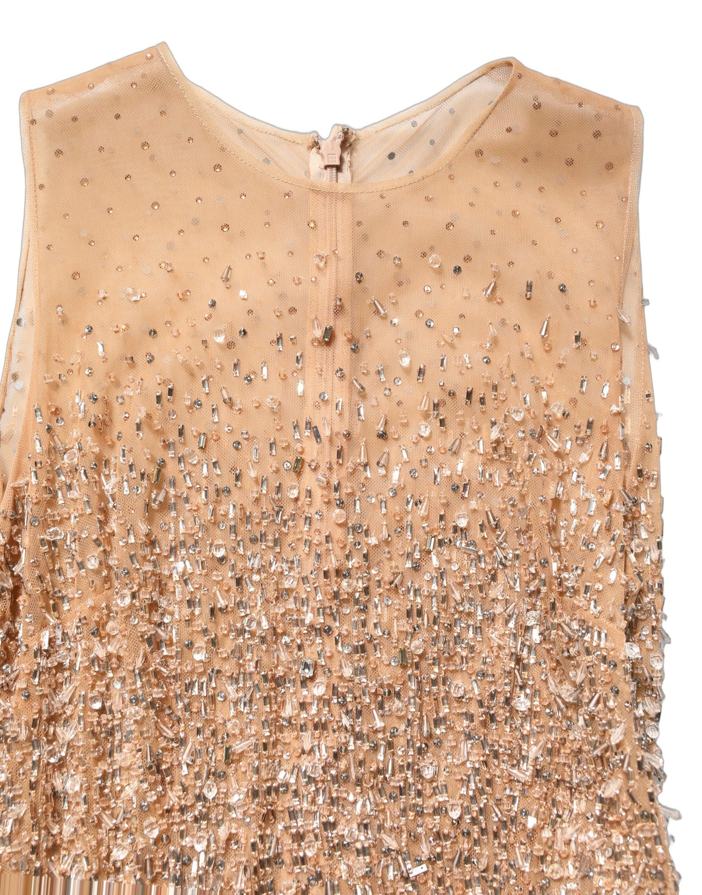 Brown Crystal Embellished Mermaid Gown Dress