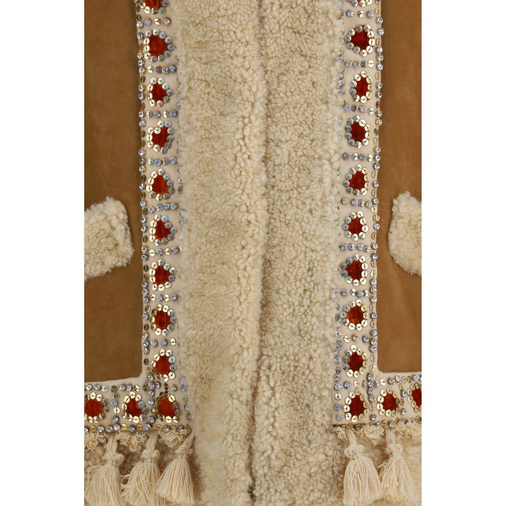 Beige Lamb Ovis Aries Aries Sleeveless Jacket