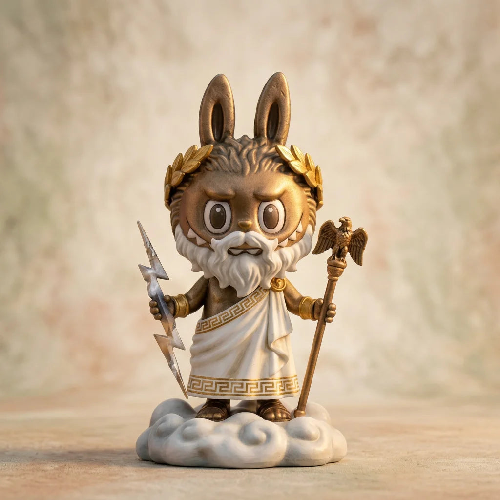Ancient Greek God Labubu, Glowing Beauty Light.